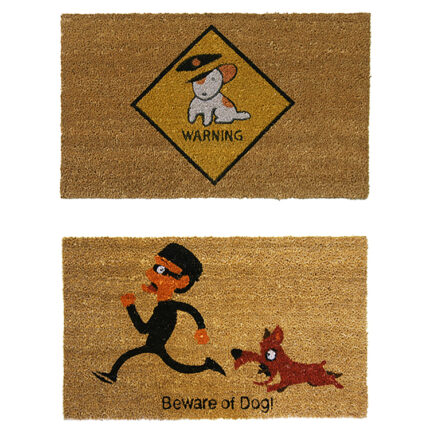 Beware of Dog Doormat Kit comes with Beware of Dog and Warning Dog Doormat