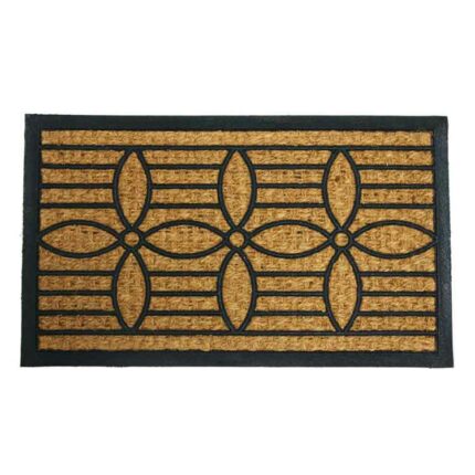 Eco-Friendly Coco Mats Designed for Wiping Mud with black flower shaped coir design