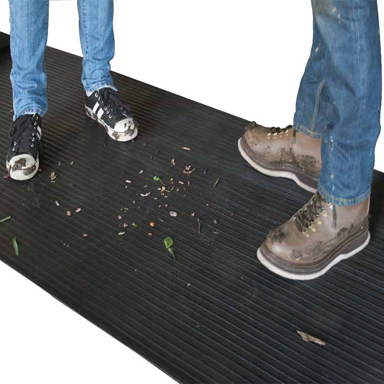 Rubber-Cal Fine Rib Corrugated Rubber Floor Mats - 1/8 Thick x 3ft x 1ft  Runners