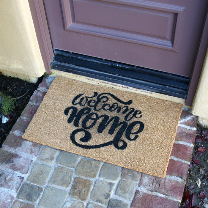 Welcome Home message with cute & curvy lettering