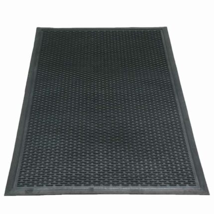 Black color Ultra-Durable and Economical Rubber Doormat top bottom view