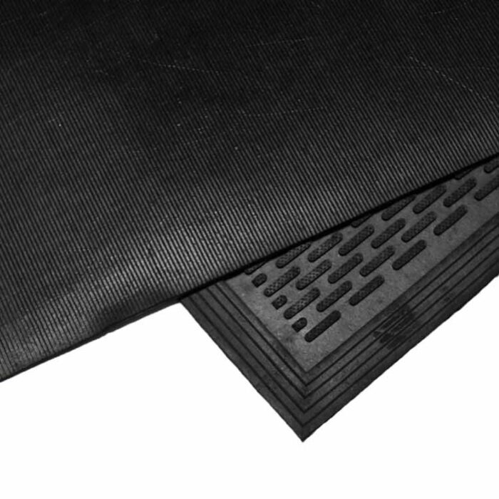 Black color Ultra-Durable and Economical Rubber Doormat placed on floor