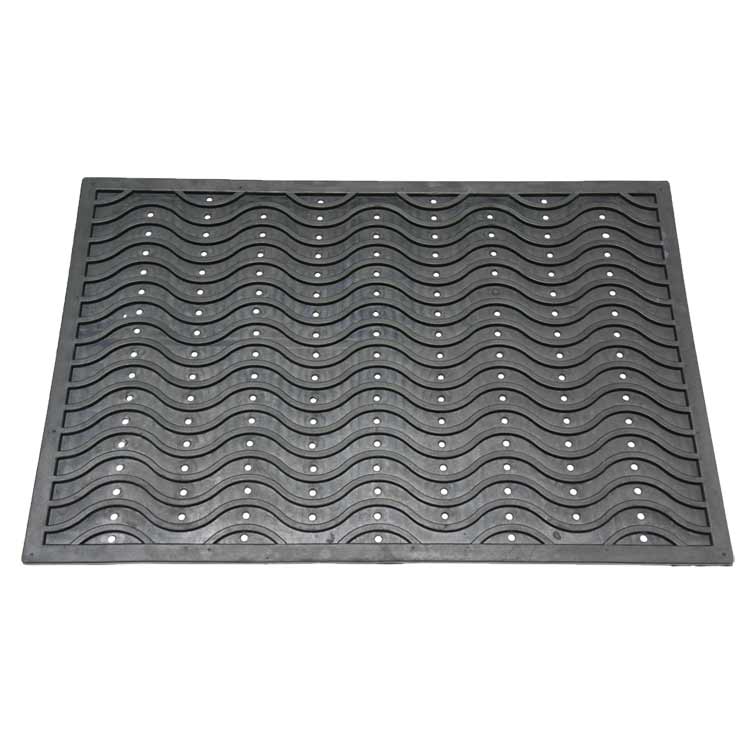 Black color wave pattern Durable Commercial Rubber Door Mat corner shot