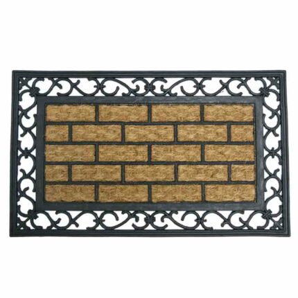 Doormat with rubber coir black color design on border and at the center to improve traction