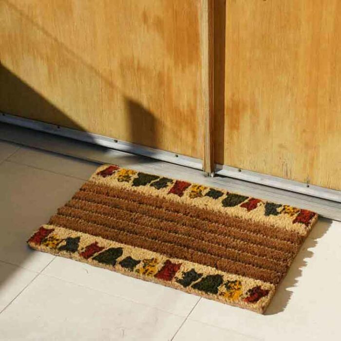 Decorative Doormat with colorful cats at top & bottom edges