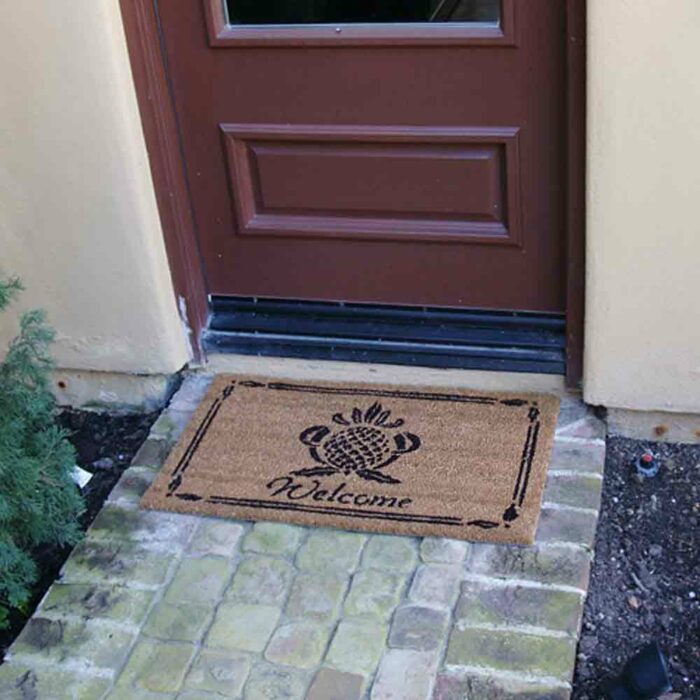 Welcome mat with a Tropical Feel with Pineapple sign