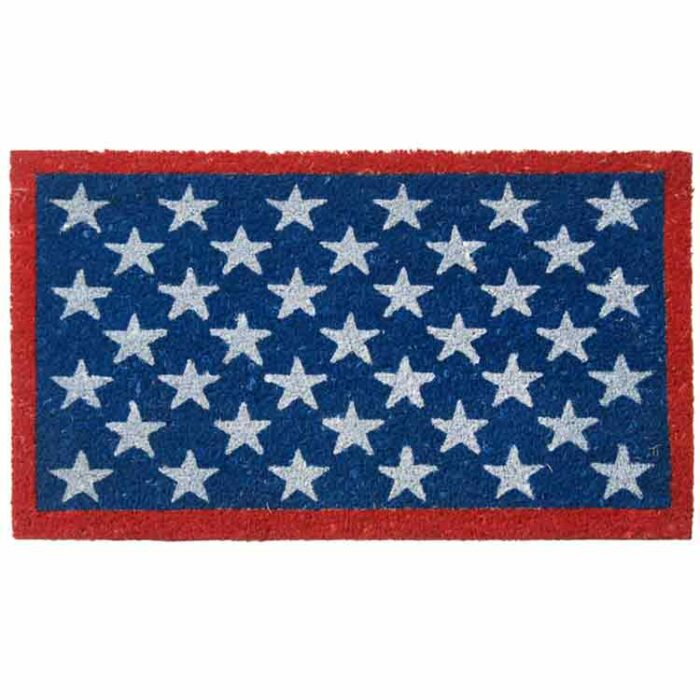 Red, white, and blue Patriotic doormat representing the American flag