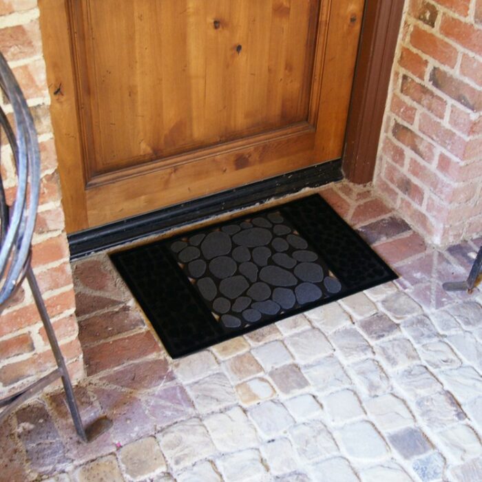 Perfect Black color with picture of rocks Welcome Mat