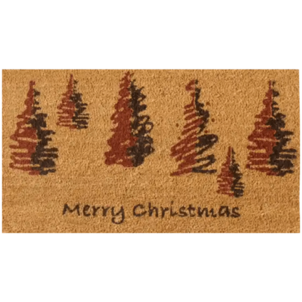 Scottish Fraser Fir Red Trees with Merry Christmas text around them