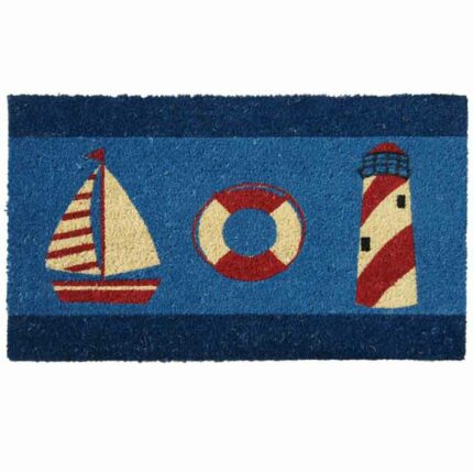 Beach Door Mat with Pictures of lighthouse