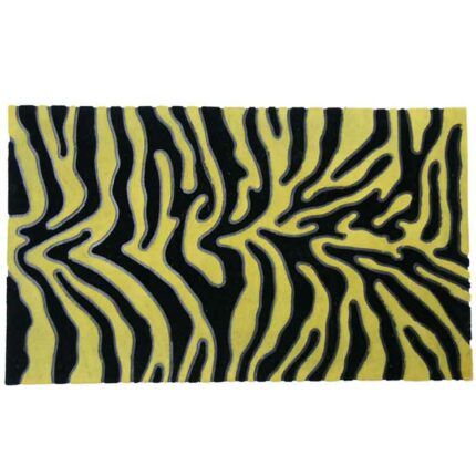 Fierce and Fun Welcome Mat in a wild pattern strokes in yellow & black color
