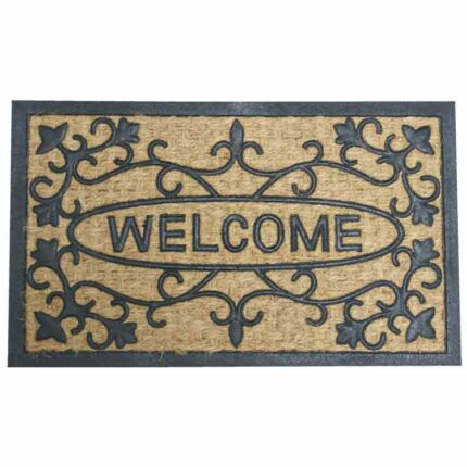 Welcome doormat with rubber coir design to improve traction