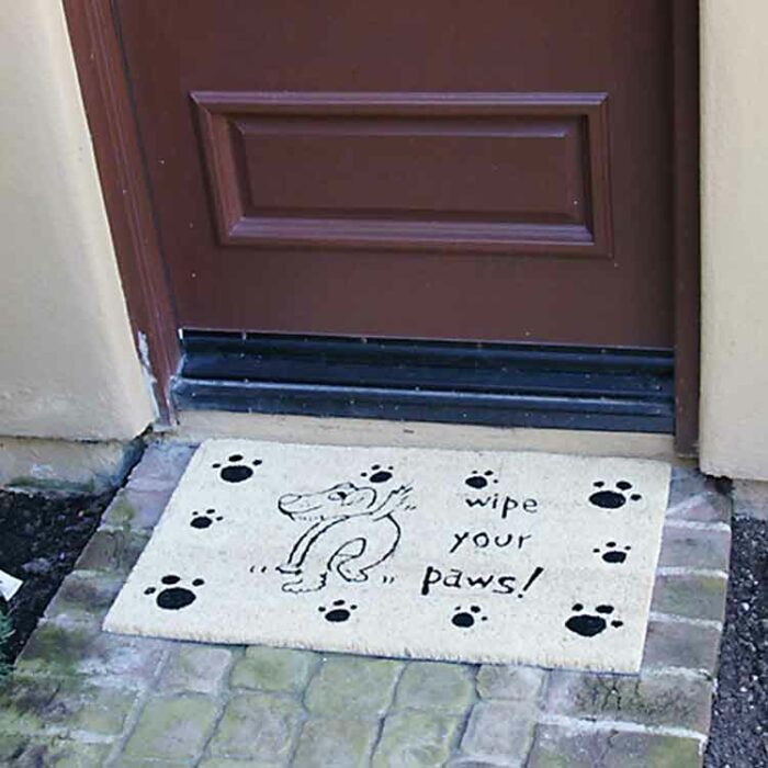 Wipe Your Paws Dog Doormat In Front Of Door