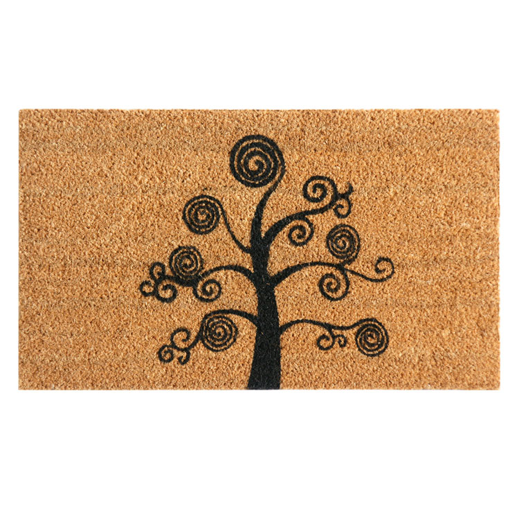 Deciduous Tree modern door mat with twirling branches