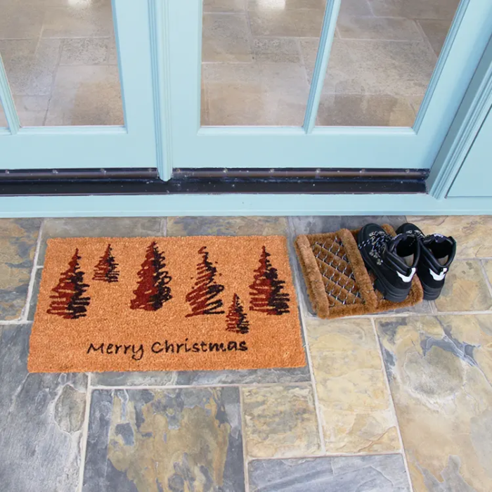 Scottish Fraser Fir Forest – Outdoor Christmas Doormat with boot scraper