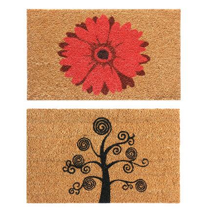 Coir Home Doormat Kit consisting of Red Daisy Flower and Deciduous Tree Modern Door Mats