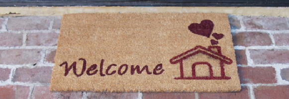 Welcome mat with home sweet home picture