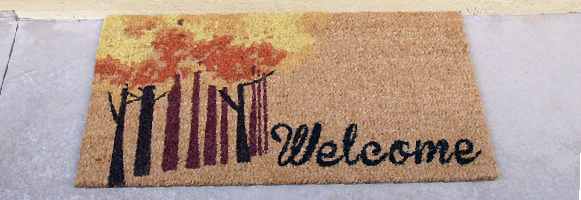 Doormat with fall colors & welcome sign