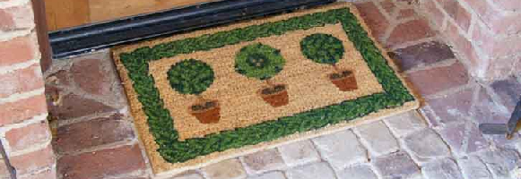 Resilient Grandmas Plants mat in front of door