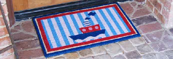 Welcome doormat showing anchor nautical doormat