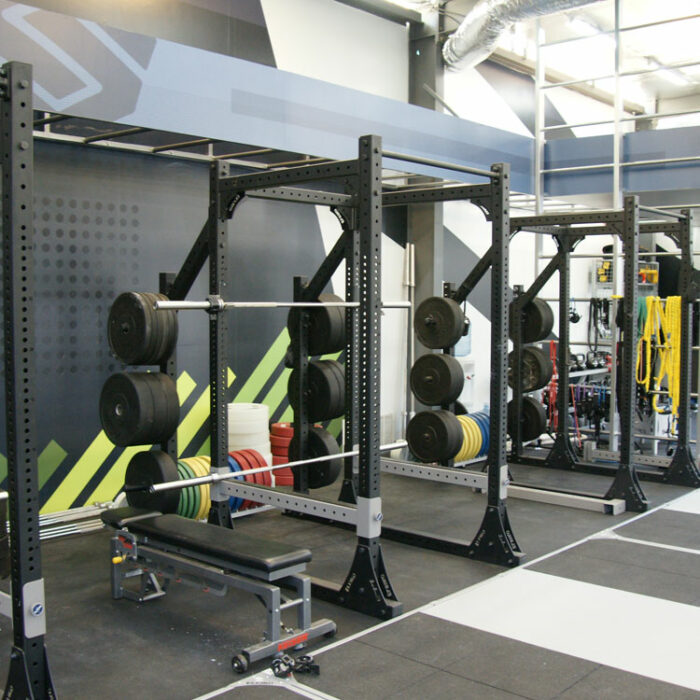 gym equipment and rubber flooring